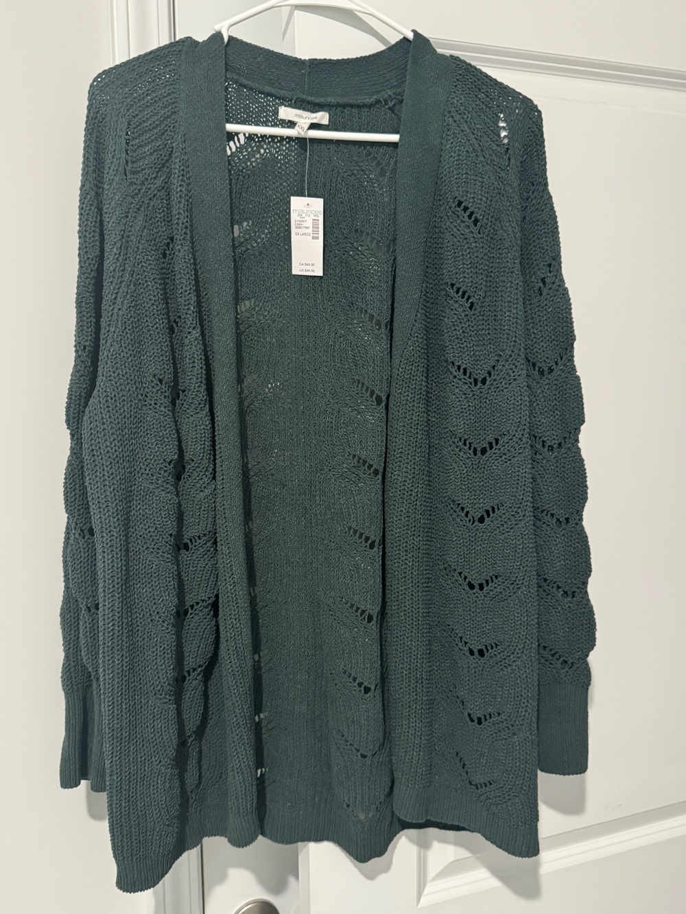 Open-Front Knit Cardigan Sweater - Dark Green